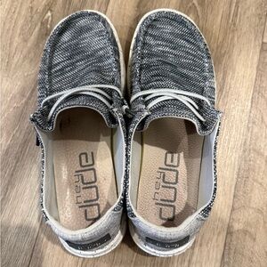 Hey Dude Gray and White Slip-On Shoes